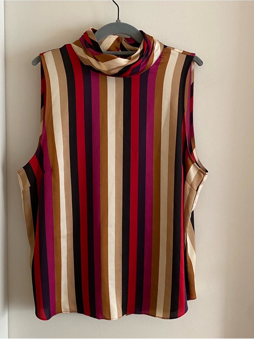 Vince Camuto Sleeveless Striped Mock Neck Top XL